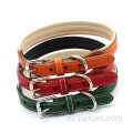 Collares de cuero suave al tacto de lujo OEM Collar de perro naranja verde azul marino rosa acolchado de cuero real de lujo